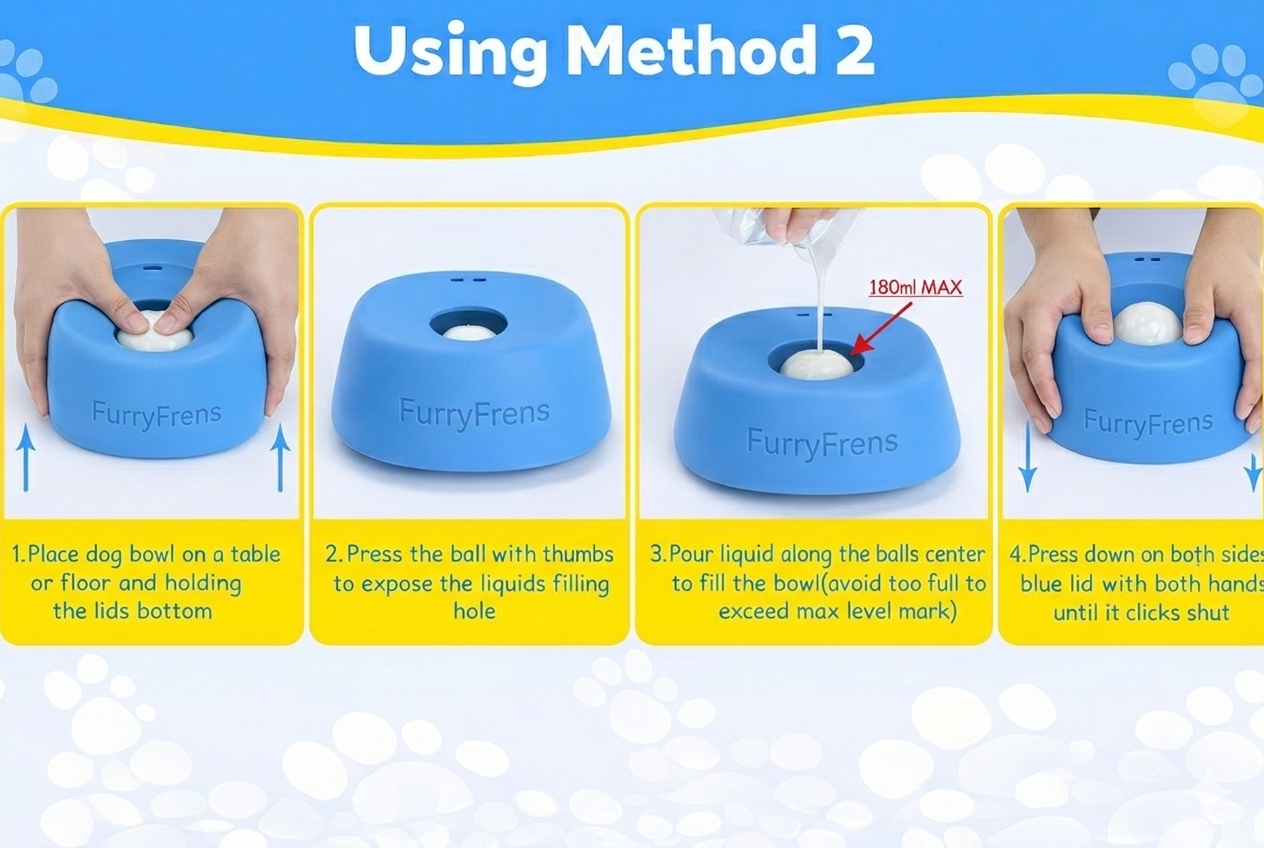 FurryFrens Slow Feeder Dog Bowl (with free complimentary dog toy!)